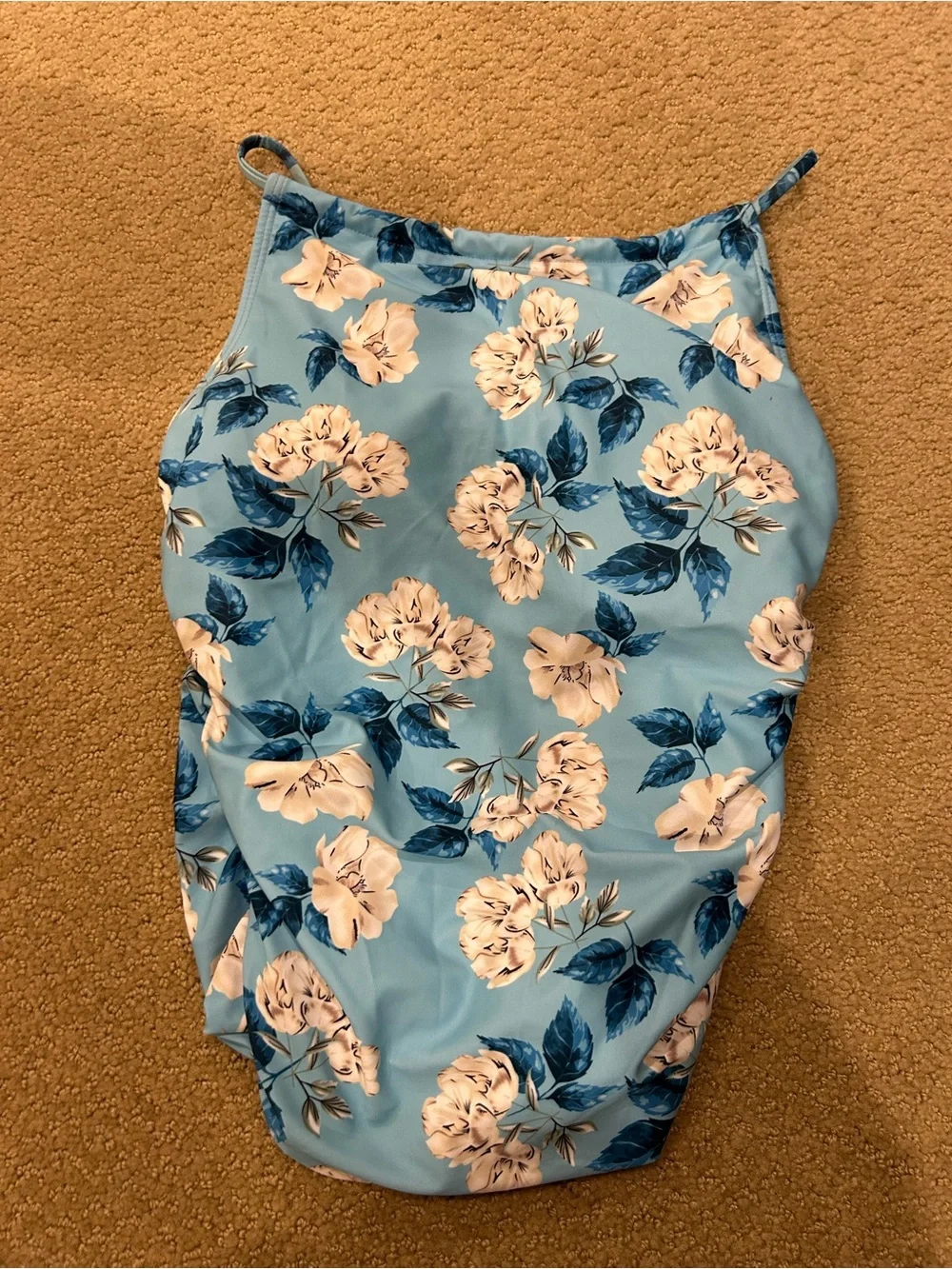 Light Blue Floral One-Piece Swimsuit - Picture 1 of 3